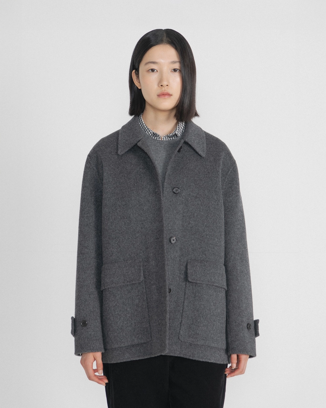 브라운야드 W Handmade Half Coat, Charcoal 상품 이미지 2
