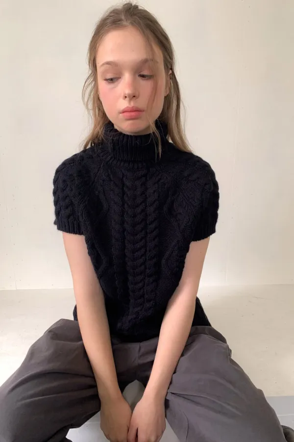 (시즌오프) Note Knit Top / Black