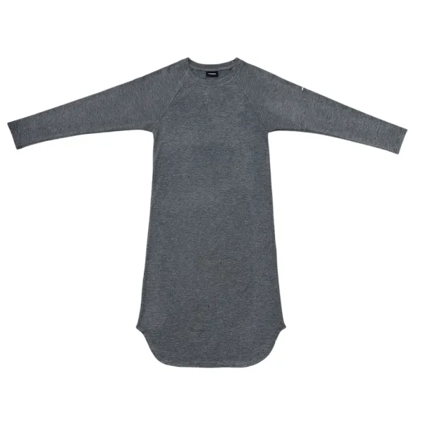 25-001 WAFFLE RAGLAN LONG SLEEVE DRESS (DARK GREY)