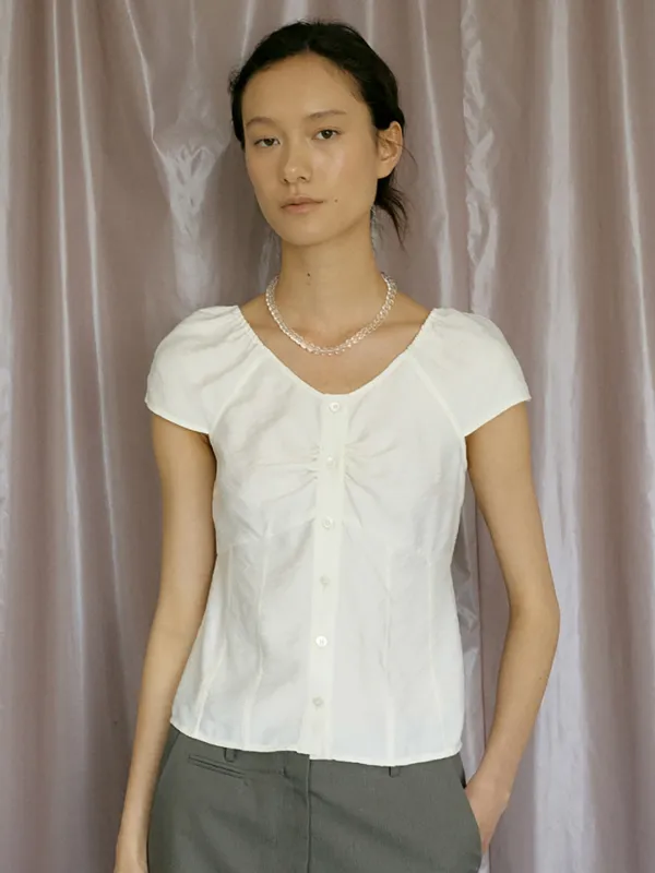 LILYS SHIMMER LINE BLOUSE_IVORY