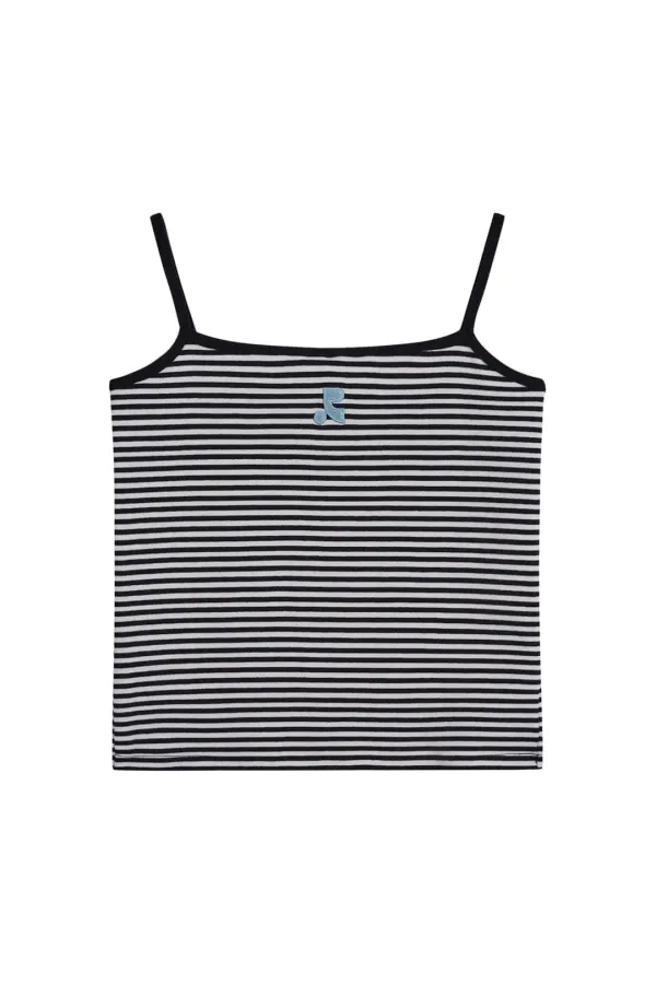 STRIPE LOGO SLEEVELESS - BLACK