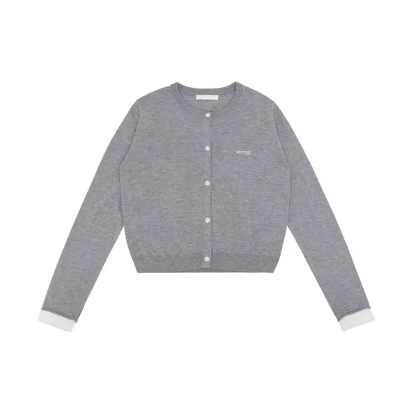 [2차] Embroidered Knit Cardigan (heather grey)