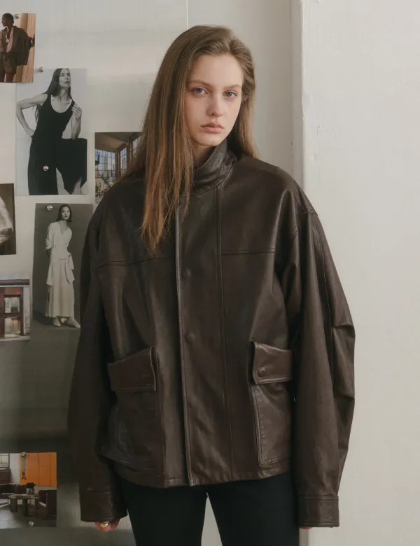 3rd / Italy Soft Vintage Leather Jumper (Brown)