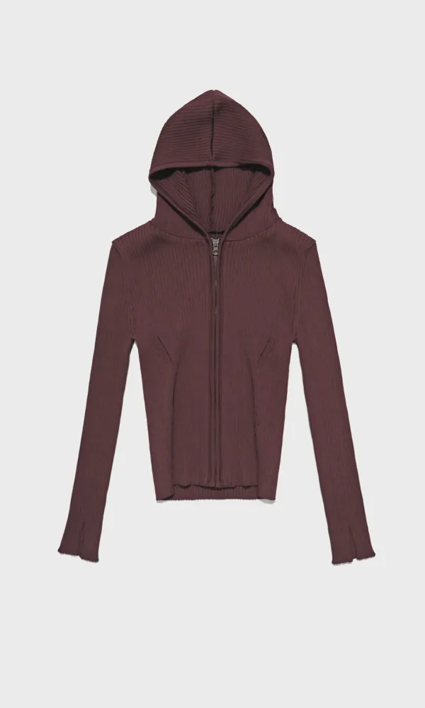 All Season Slim Hood Zip Up_Burgundy