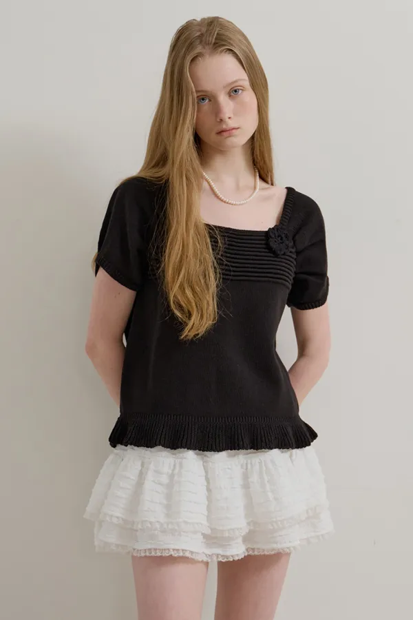 SQUARE FLOWER KNIT - BLACK
