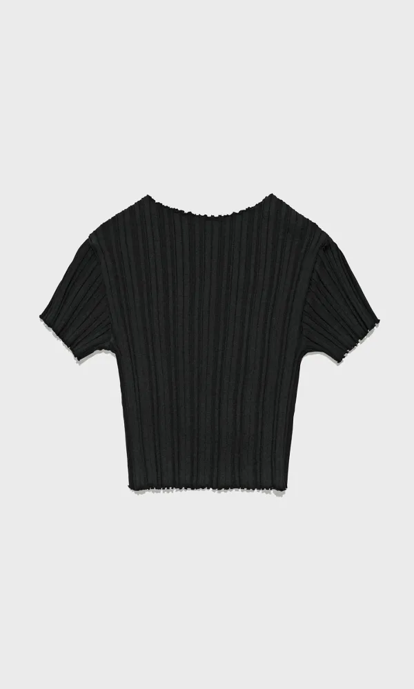 Knitted Ziggle Halfsleeve Pullover_Black