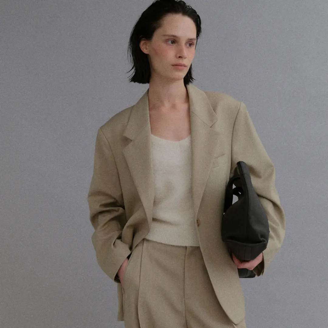 베이오드 Fine wool overfit tailored jacket_beige 상품 이미지 2