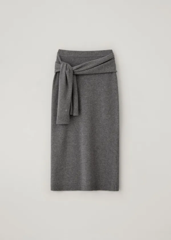 [SET] Origin Extrafine Merino knit skirt set (gray)