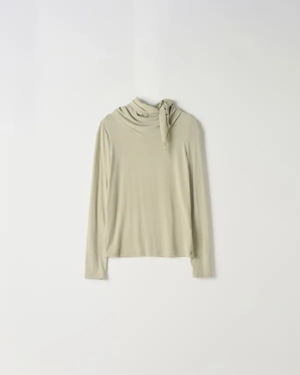 Scarf Neck T-shirt [KHAKI]