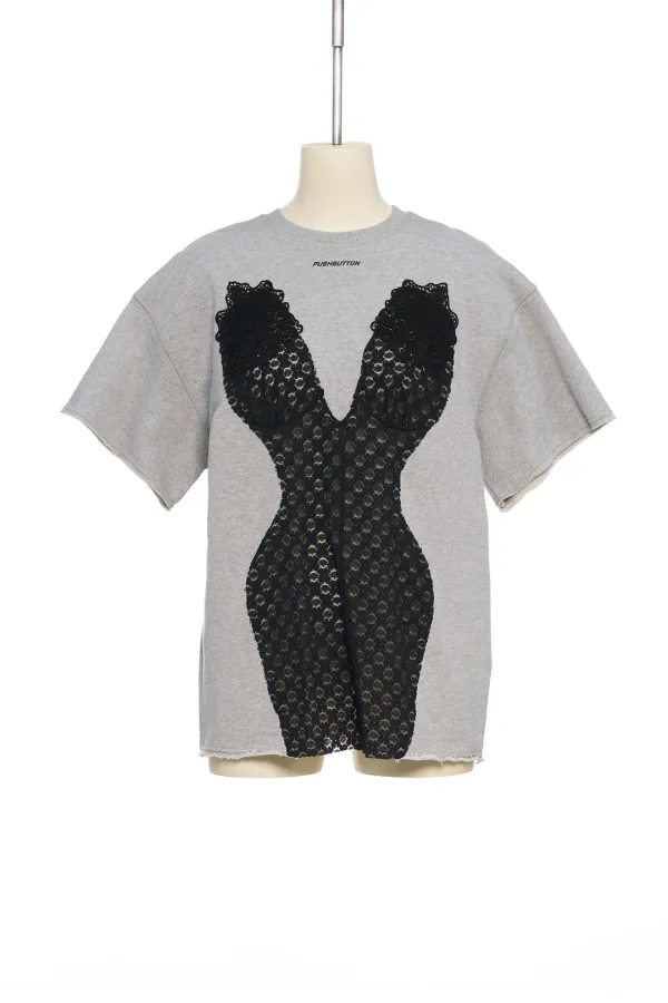 PF25 GRAY BUSTIER LAYERED TOP