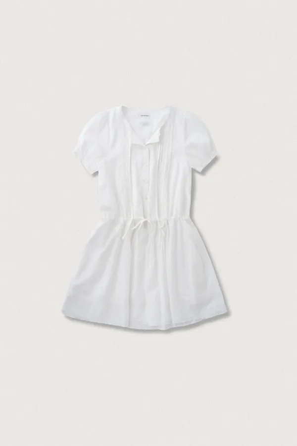 DRAW STRING PINTUCK DRESS [WHITE]