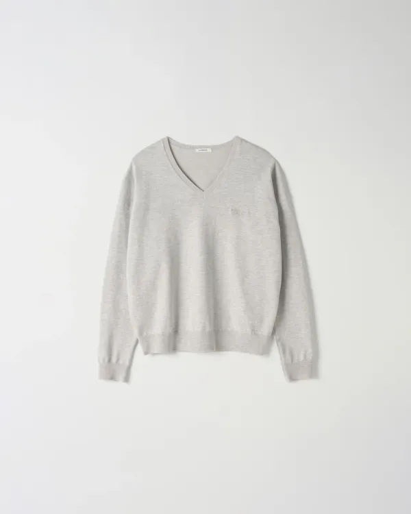 Silk Blend V-Neck Knit [GREY]