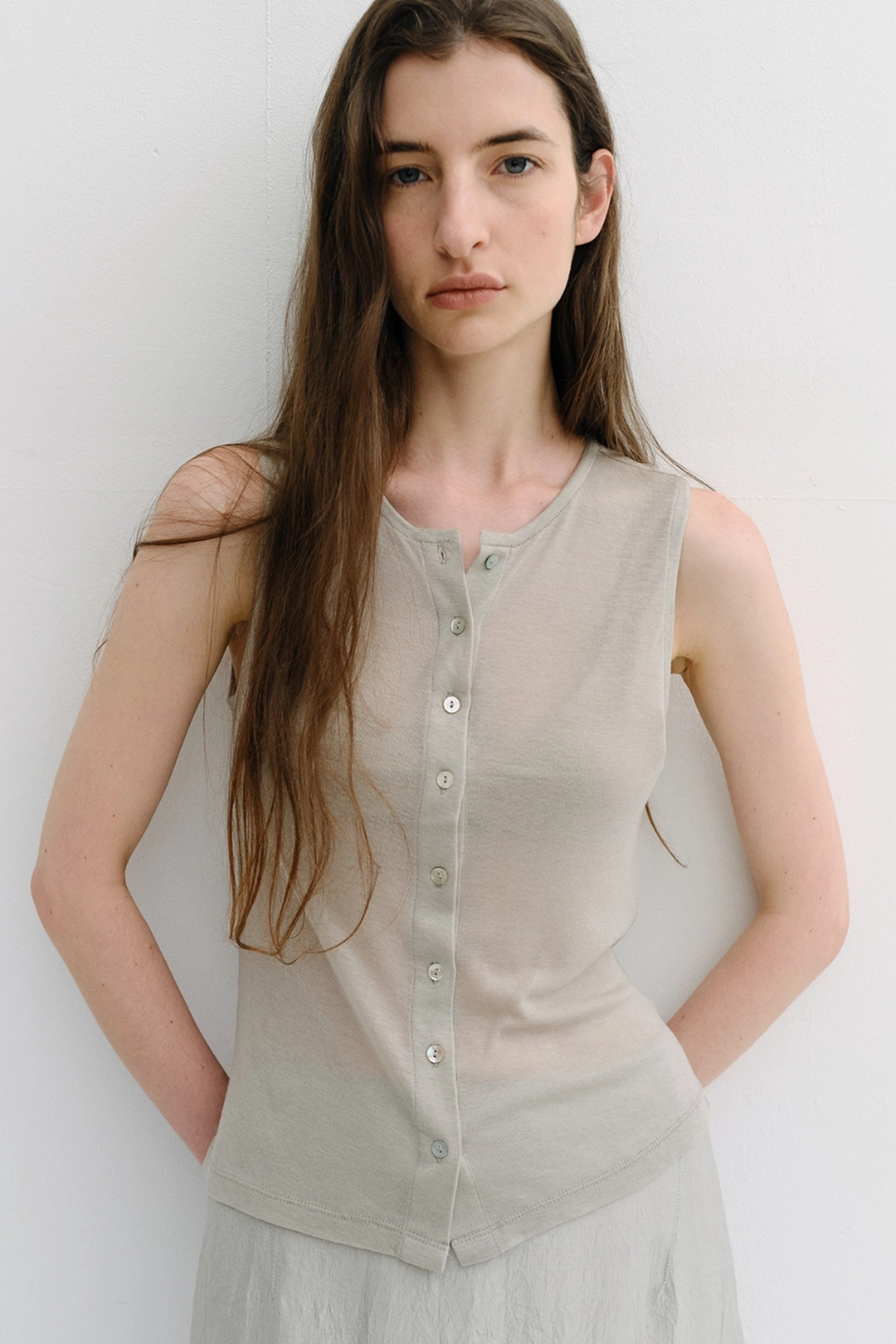 블랭크공삼 wool button sleeveless t-shirt (3colors) 상품 이미지 1
