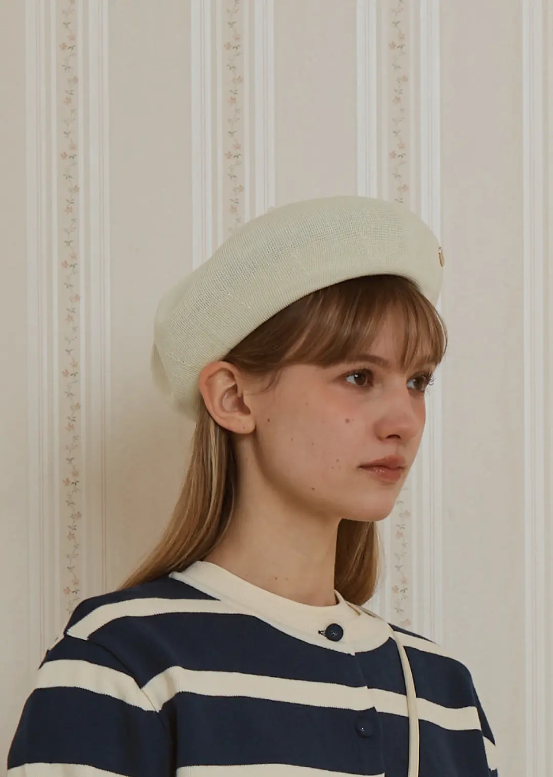 아노에틱 GOLD LOGO BASIC BERET_IVORY 상품 이미지 2