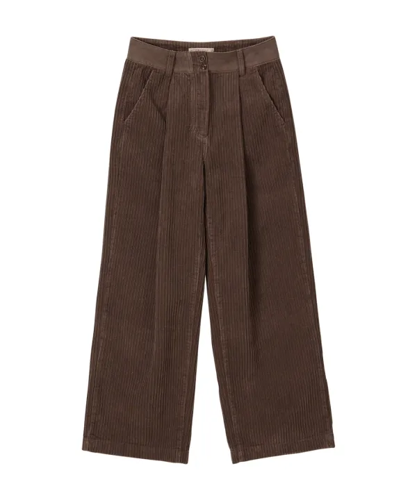 Demi Pintuck Wide Pants-Brown