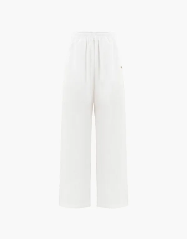 wide banding pants - white