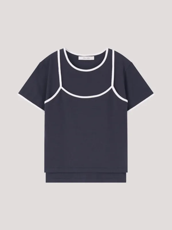 Layered Coloration Top_ Navy