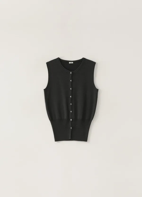 Double Button Vest -  Charcoal