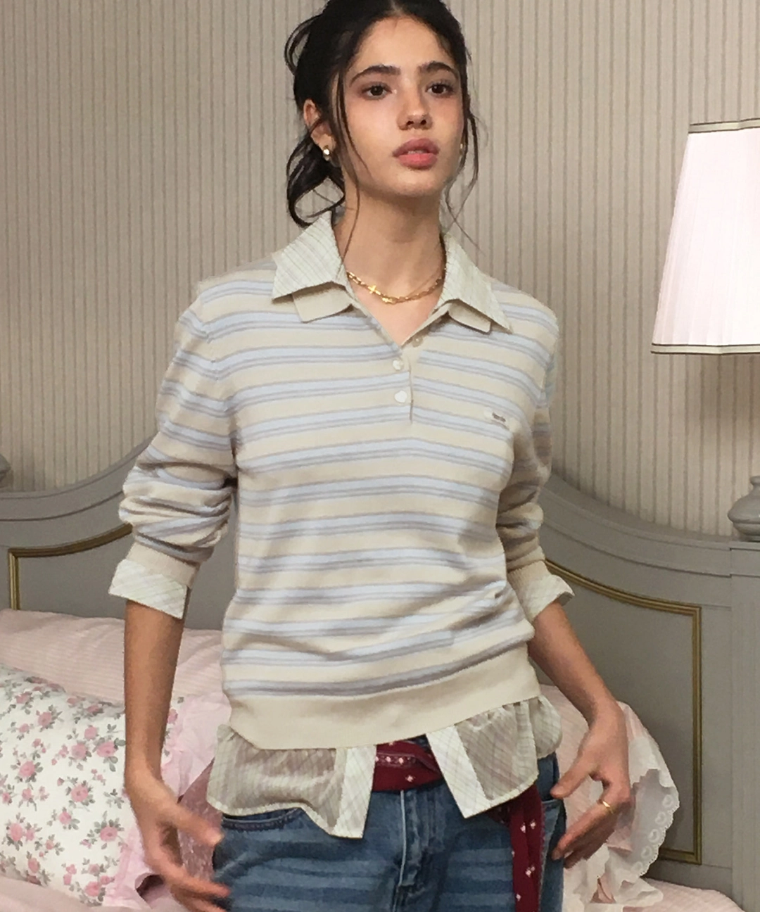 비터셀즈 Lolly Stripe Collar Knit-Oatmeal 상품 이미지 2