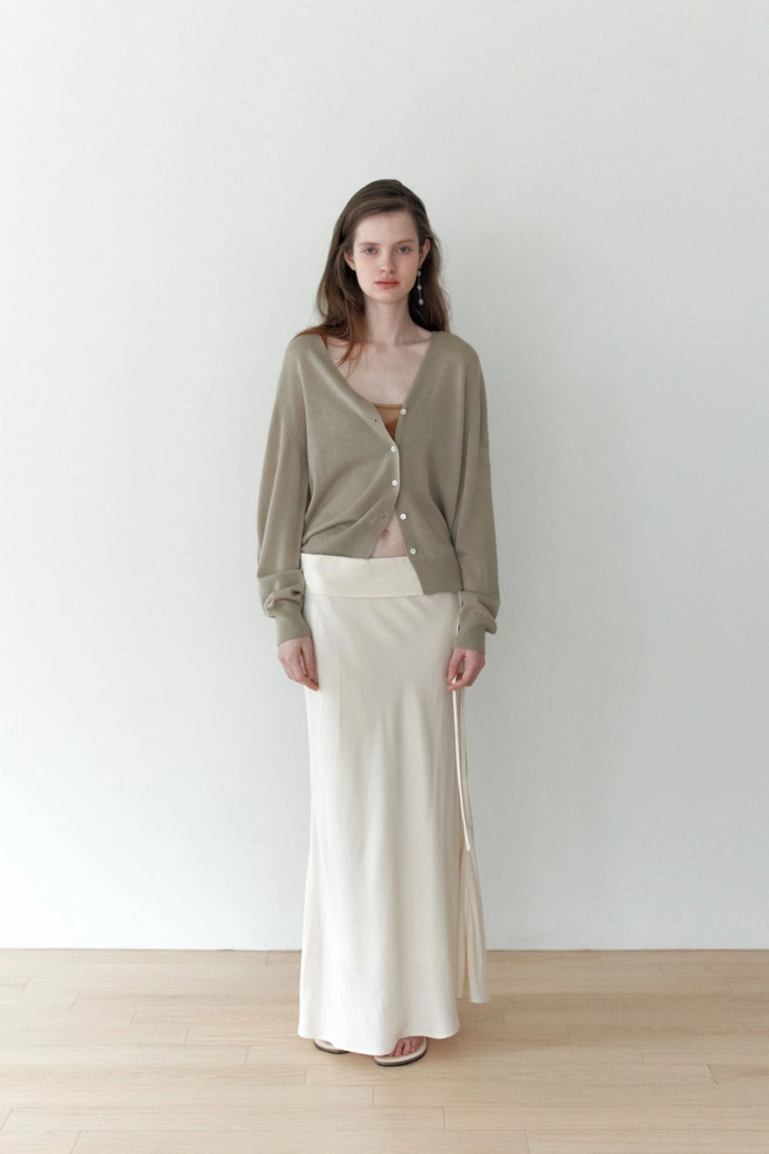 더릴 [8th] Folded Long Skirt_Cream 상품 이미지 1