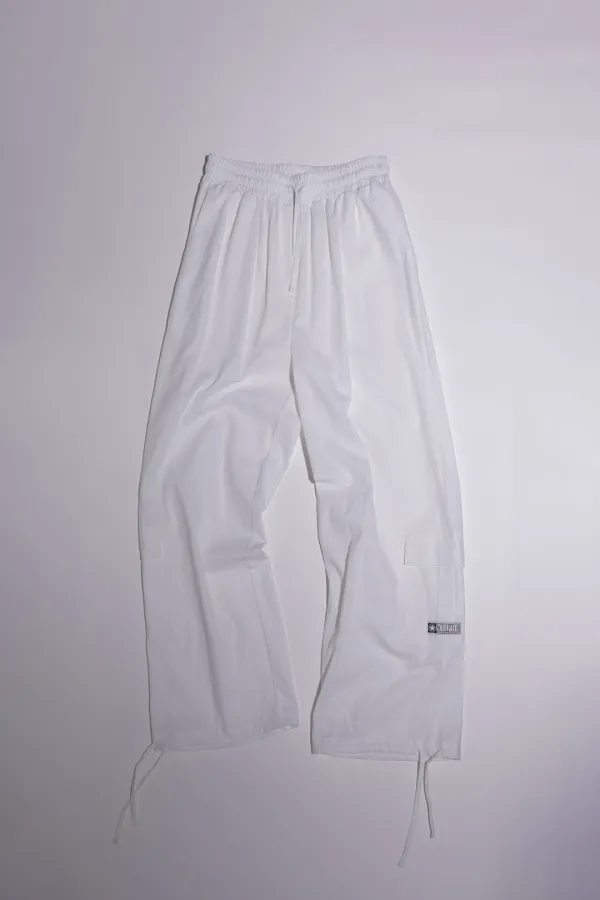 Linen Cargo Jogger Pants White