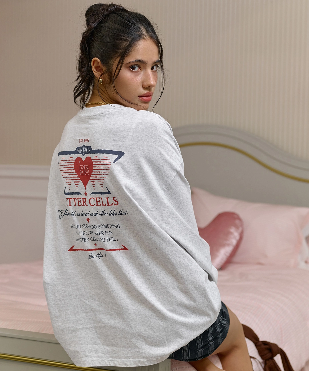 비터셀즈 Sporty Heart Long Sleeve-Light Grey 상품 이미지 2