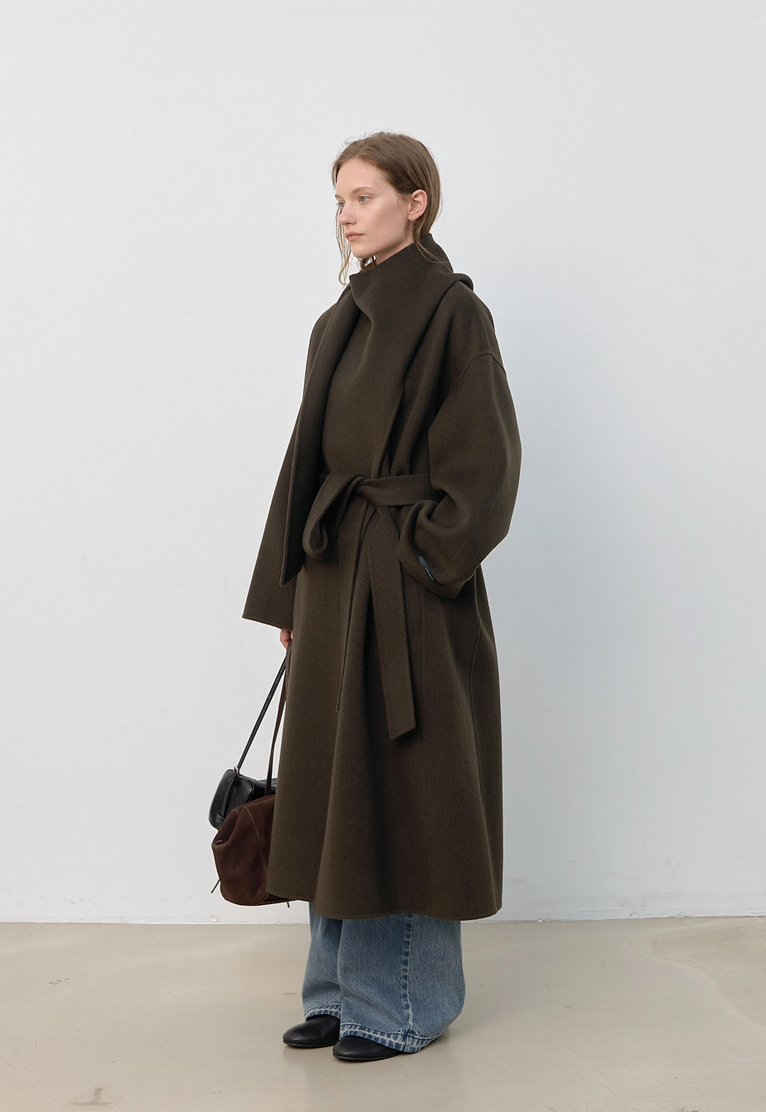아뜰리에 나인 (Z-CT-1459)DRAPE SCARF WOOL HANDMADE COAT S 상품 이미지 2