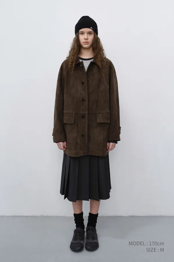 UNISEX LILY SUEDE HALF JACKET ETOUPE KHAKI_UDJA6C102K1