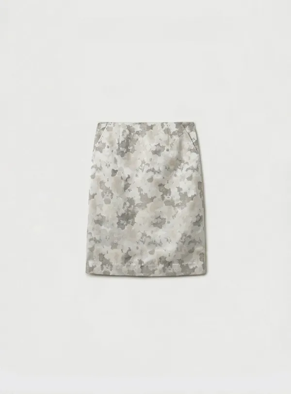 FLORAL MIDI SKIRT - GRAY