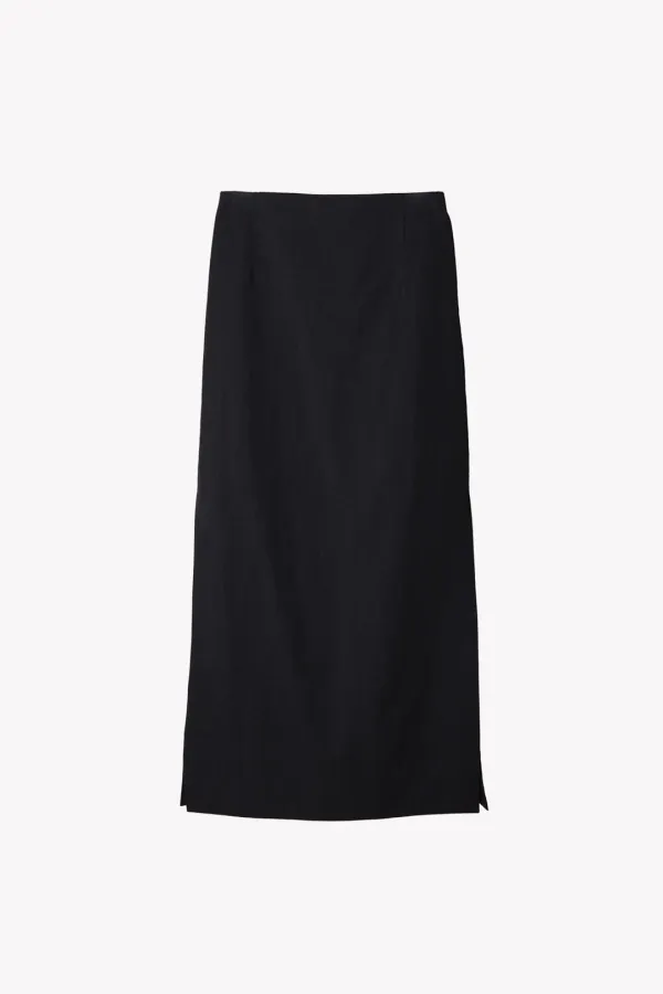 Aris Slit Long Skirt  (Black)