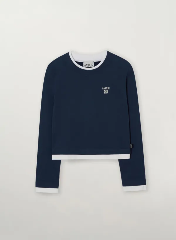 (W) Layered Long Sleeve - Navy