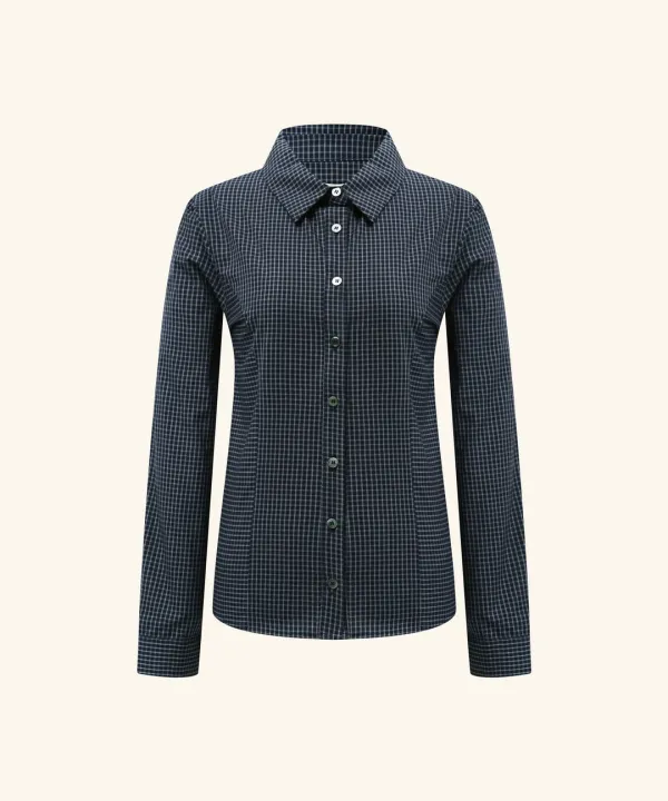 Heln Slim Fit Check Shirt ( Navy )