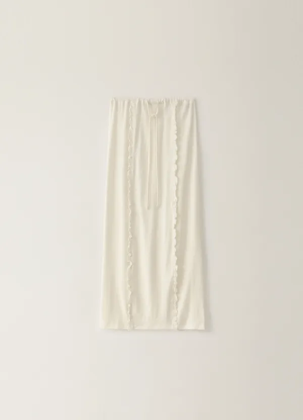 Knitted Frill Maxi Skirt - Ivory