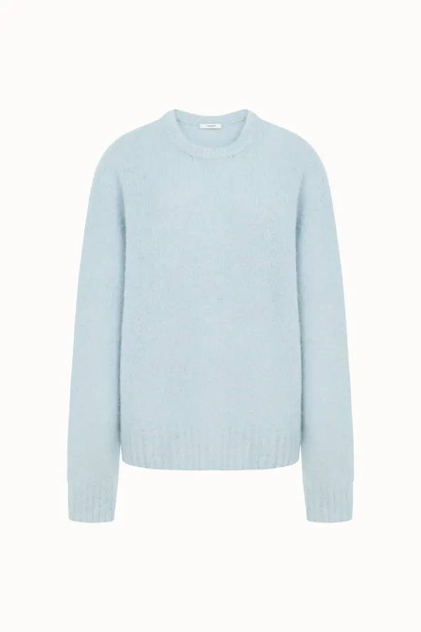 Holgament Alpaca Round Neck Knit Top[LMBEAUKN296]-Baby blue