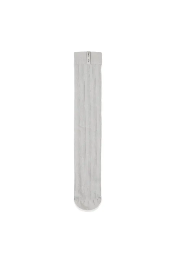METAL RIBBED STOCKING SOCKS IN IVORY