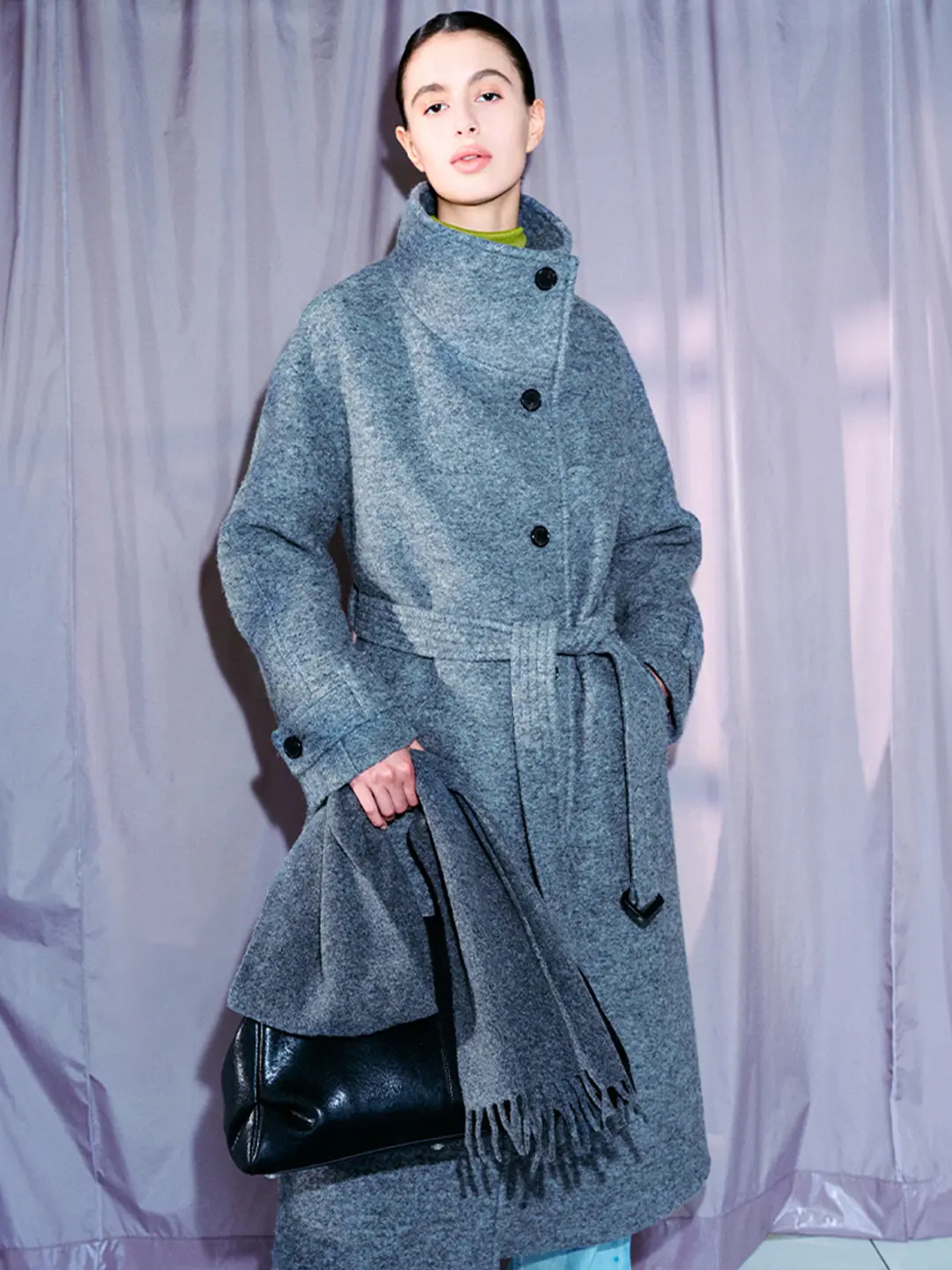루에브르 Belted High-Neck Long Coat SW5XH914-1F 상품 이미지 2