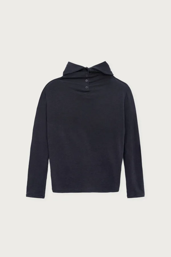 BUTTON HOODED TOP DARK LAKE