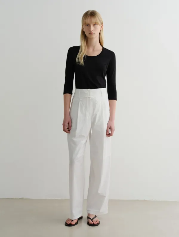 SS Highwaisted Tuck Pants (White)