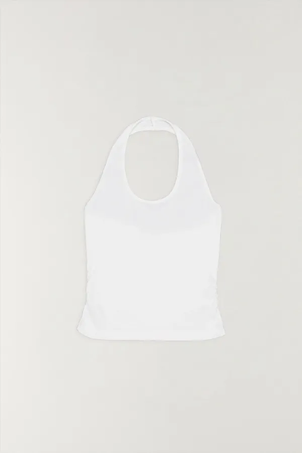 홀터넥 셔링 탑 WHITE