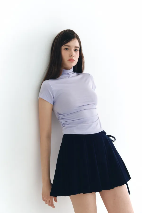[이즈나 마이 착용] Mini Ribbon Pleats Skirt Navy