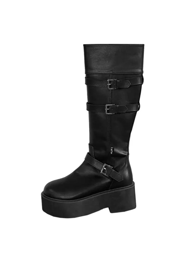 MAYA LONG BUCKLE BOOTS / BLACK