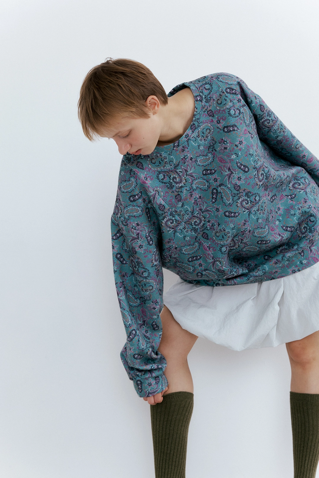 포지프레클즈 Paisley Printed Sweatshirt_Haze Green 상품 이미지 2