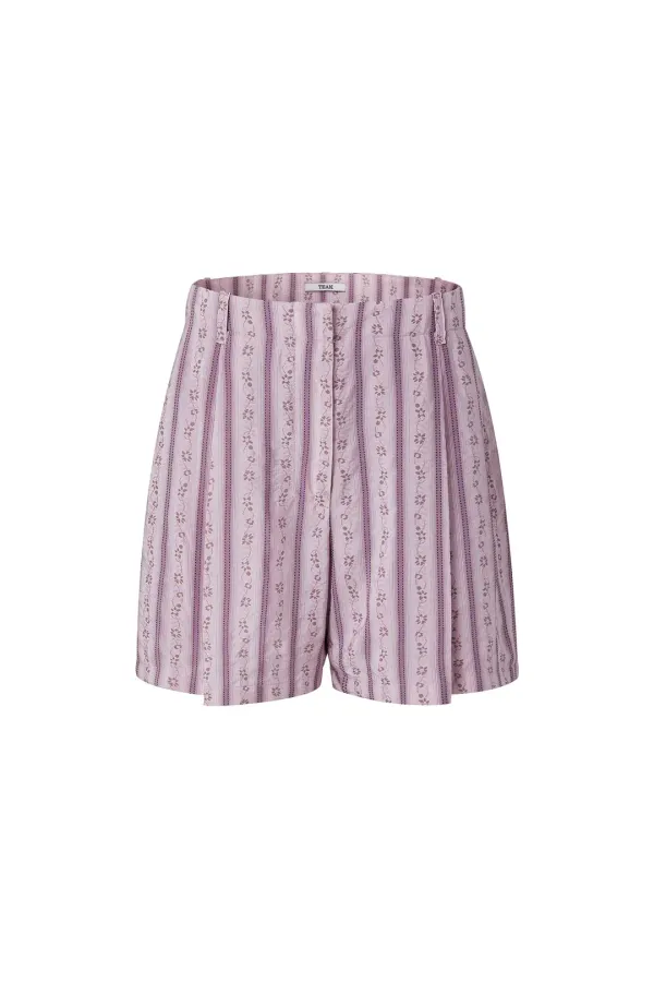 FLOWER STRIPE SHORTS (PINK)
