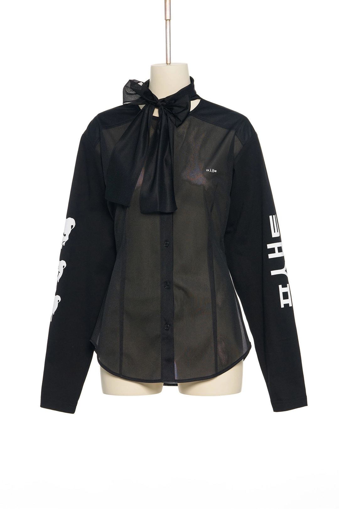 푸쉬버튼 PF25 BLACK RIBBON SCARF BLOUSE 상품 이미지 1