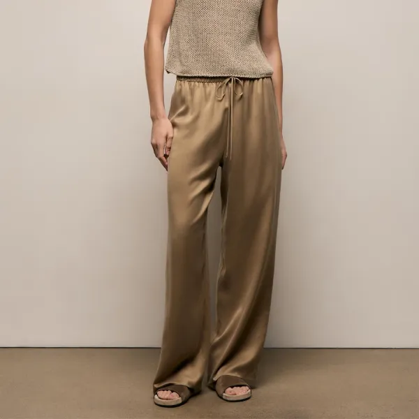 Silk Charmeuse Drawstring Pant - Honey