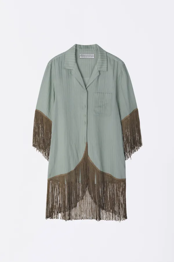 Boho Hawaiian Shirt Misty Stripe