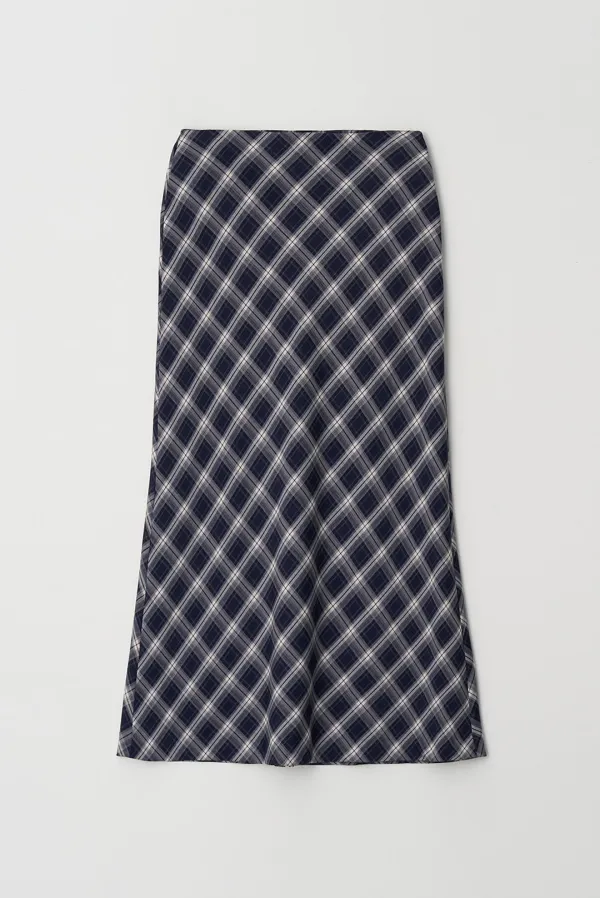 renee long skirt - navy check