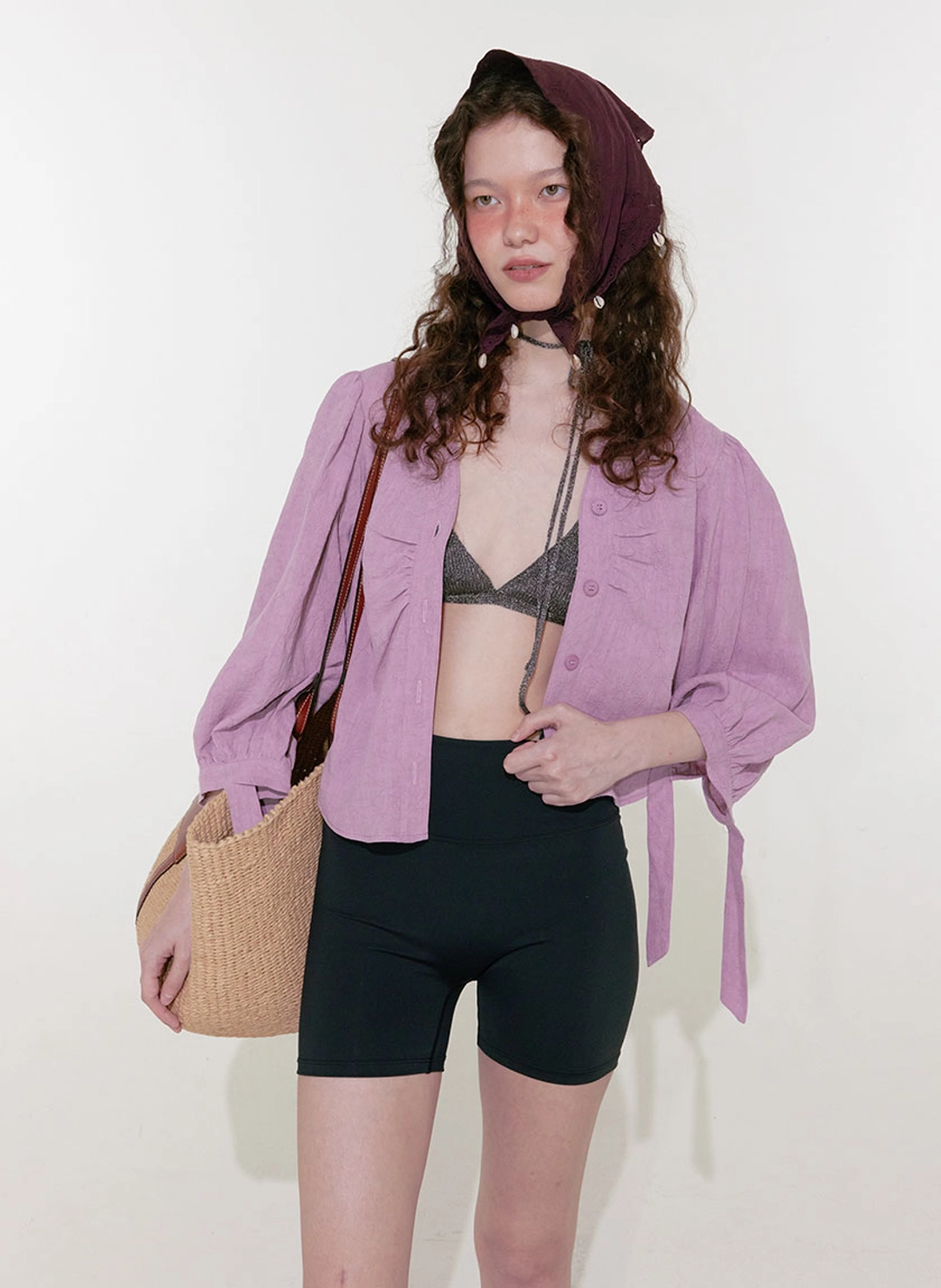 루루서울 Wrinkle Puff Blouse (Purple) 상품 이미지 2
