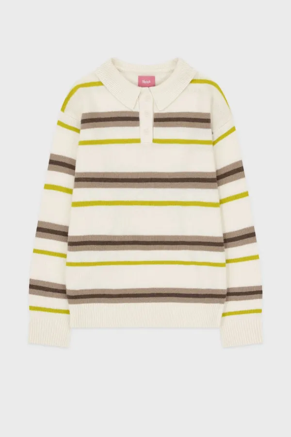Sinoon Striped Polo Knit (Ivory)