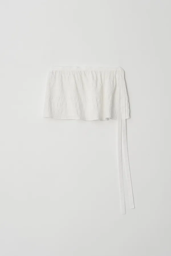 shirring wrap mini skirt - off white